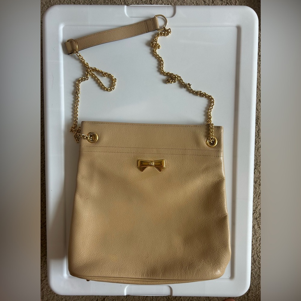 EUC Authentic Vintage Nina Ricci Gold Chain Two Way Leather Purse